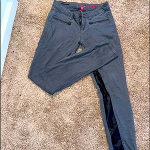 Grey and black leather jeans